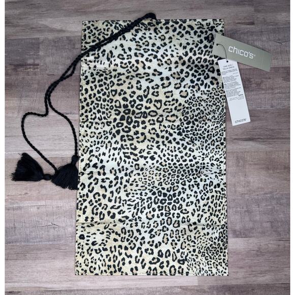 Chico's Leopard Print Jewelry Roll Travel Case w/ Tassels - Picture 3 of 3